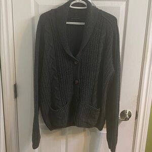 Brandy Melville Wool Blend Chunky Cable Knit Grey Cardigan Men’s Size XL Unisex